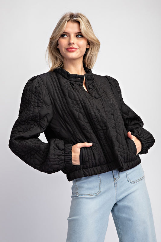 Quilted Crop Jacket - Black