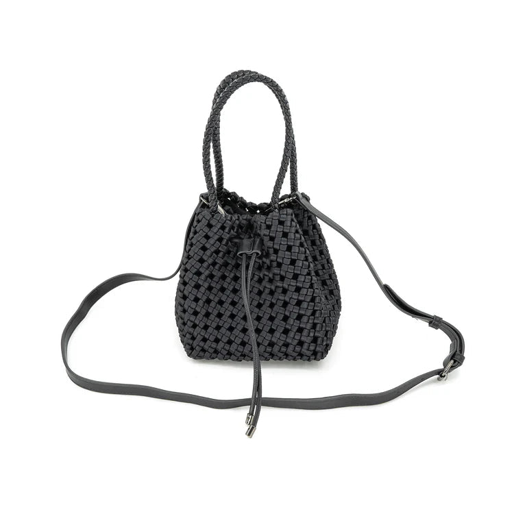 Reggie Woven Bucket Bag - Black - Elk + Elm