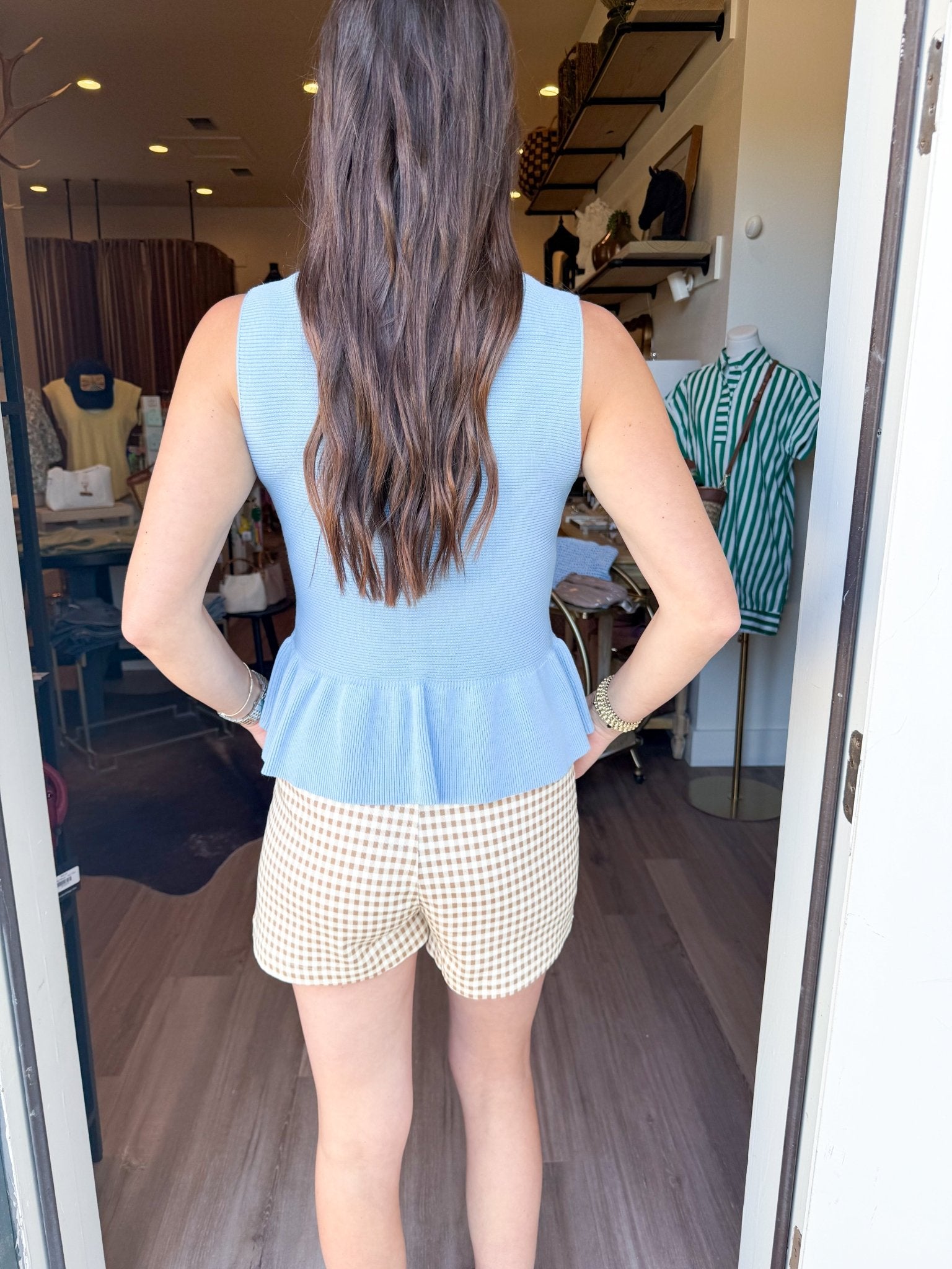 Ribbed Peplum Button Top - Elk + Elm