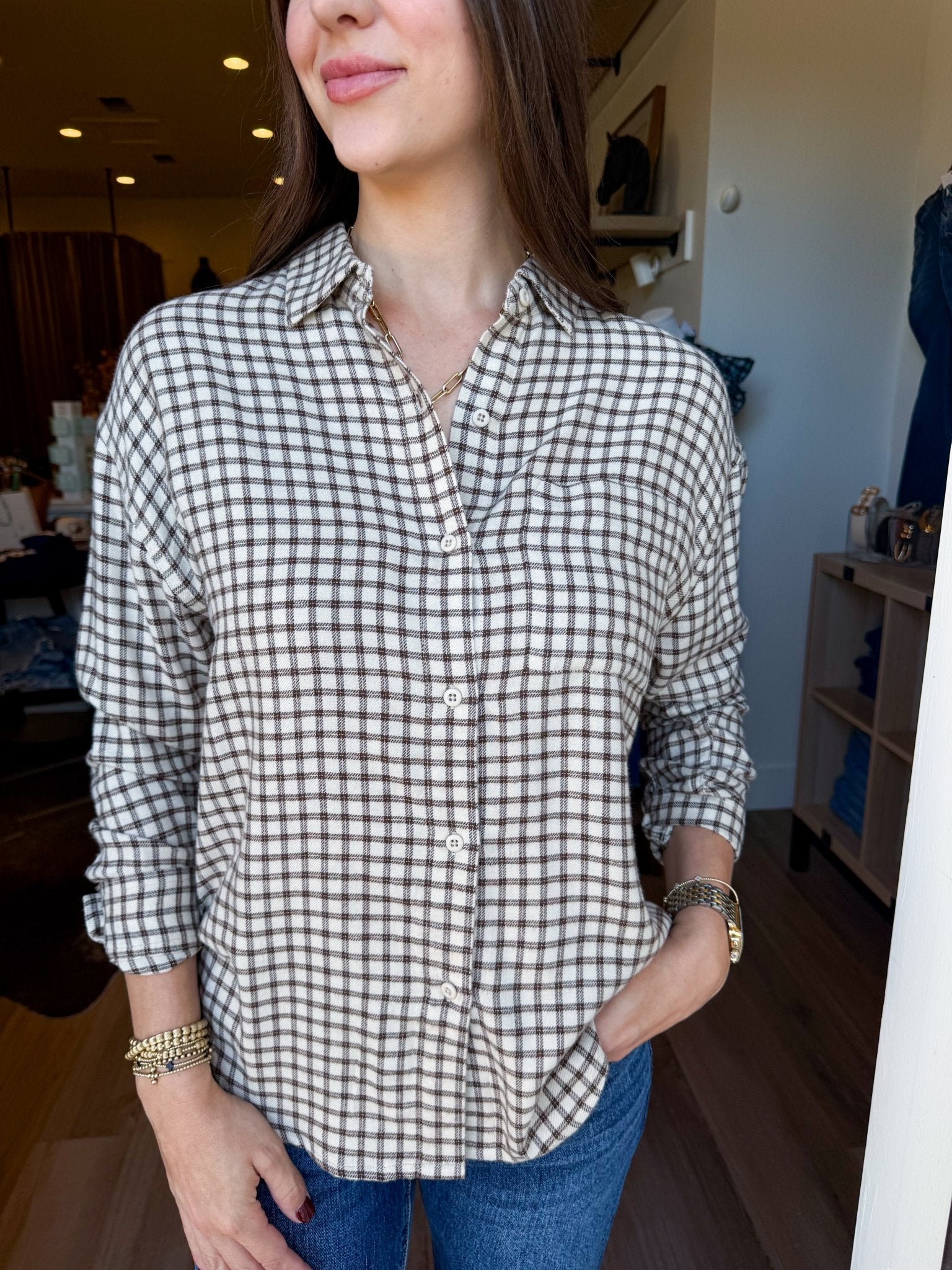 River Plaid Button Up - Elk + Elm