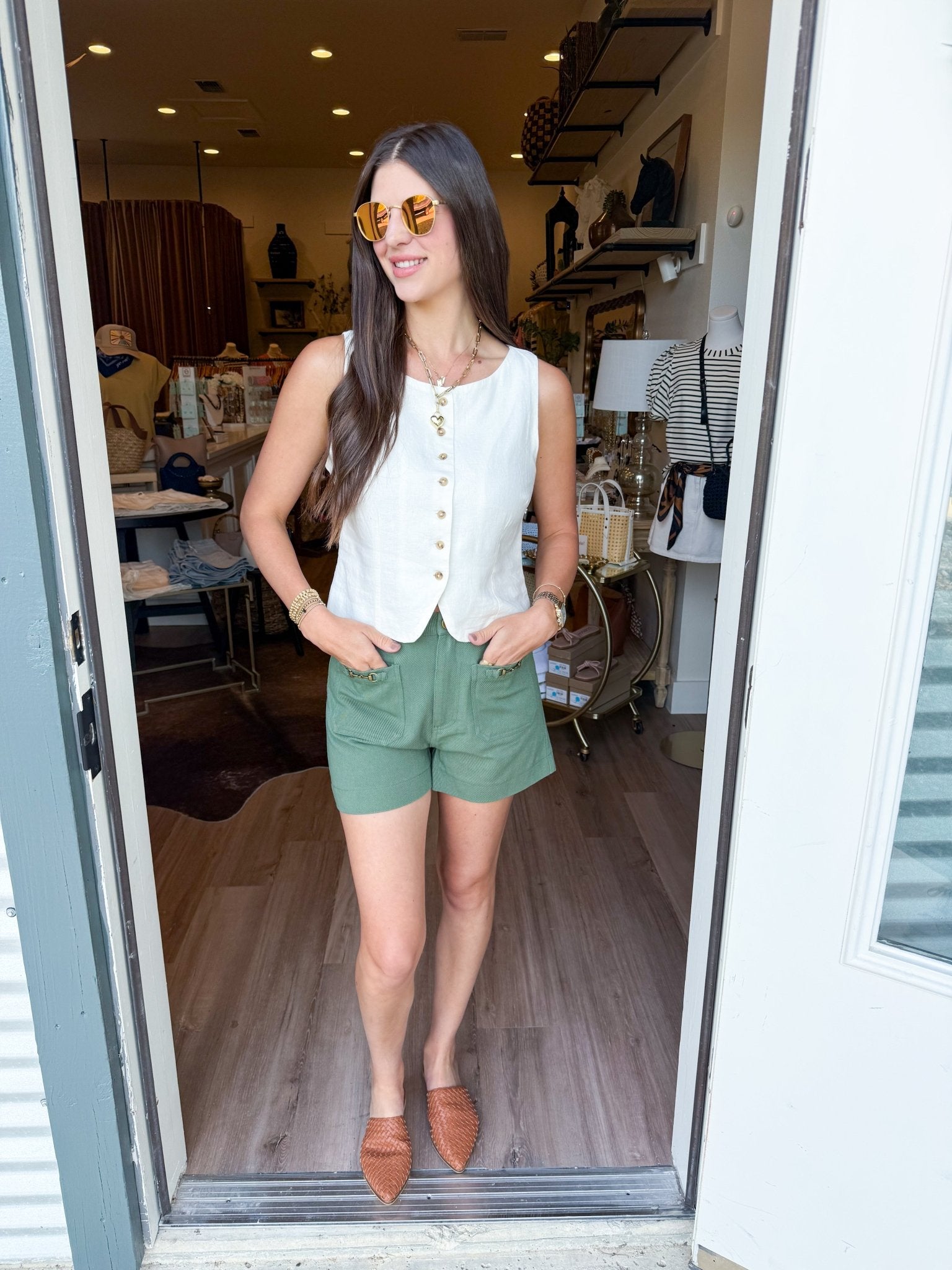 Roman Linen Vest - Cloud - Elk + Elm