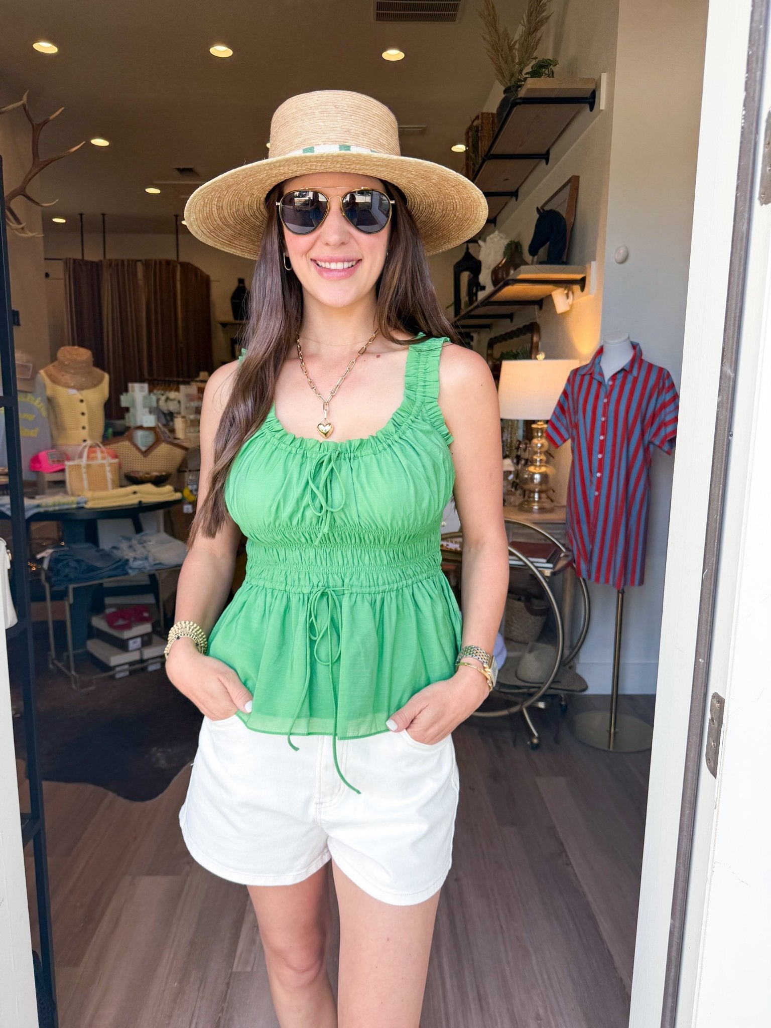 Ruffled Sweetheart Top - Green - Elk + Elm