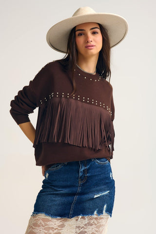 Sadie Fringe Sweater - Elk + Elm