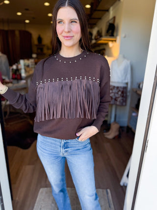 Sadie Fringe Sweater - Elk + Elm