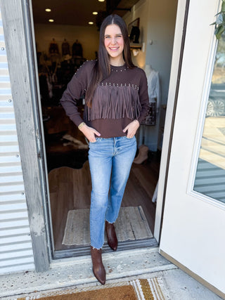 Sadie Fringe Sweater - Elk + Elm