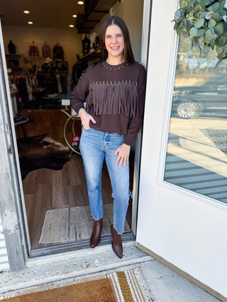 Sadie Fringe Sweater - Elk + Elm