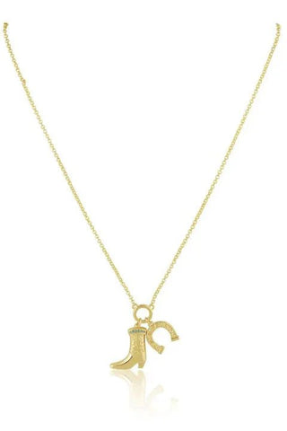 Savanna Boot 'N Horseshoe Necklace - Elk + Elm