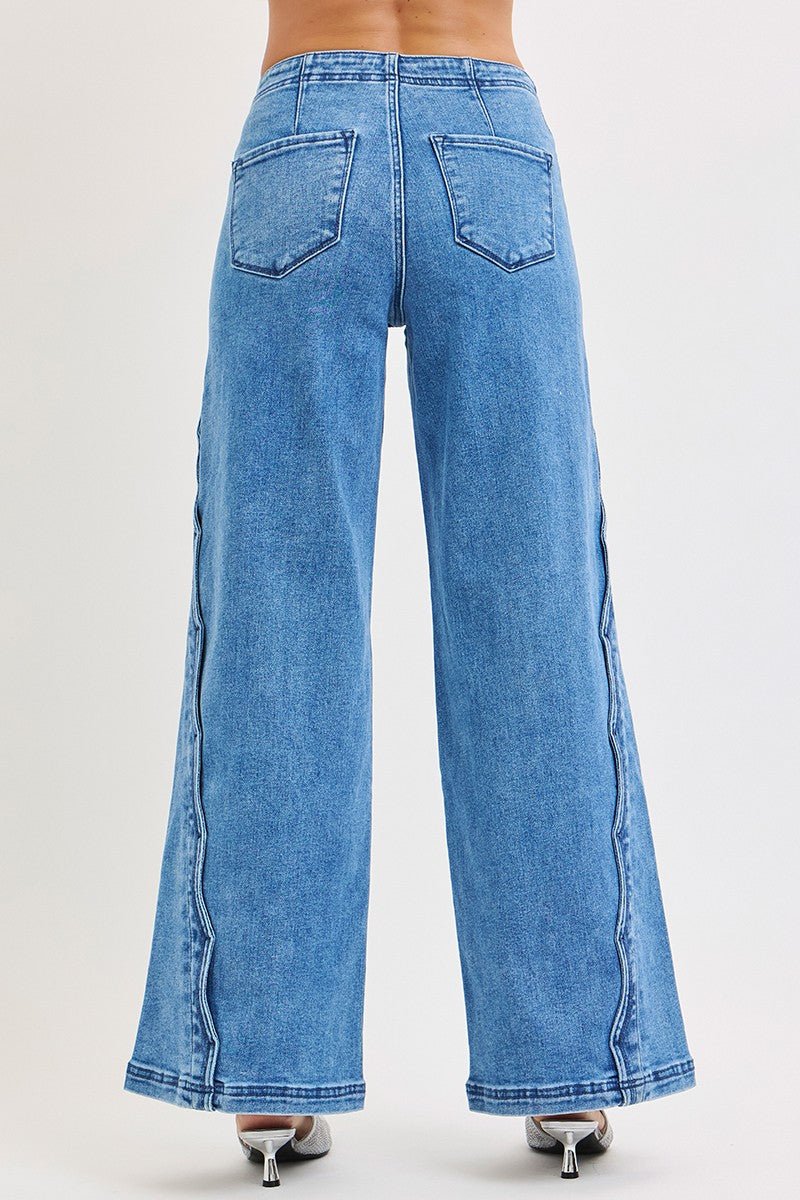Scallop Wide Leg Jeans - Elk + Elm