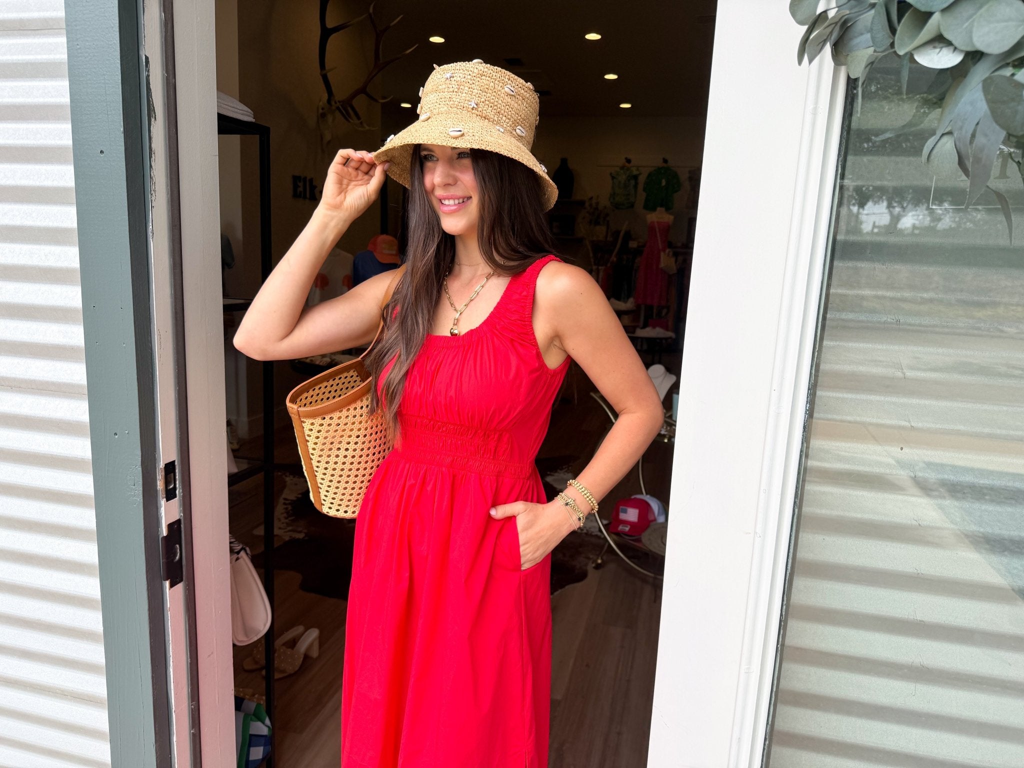 Scarlet Smocked Midi Dress - Elk + Elm