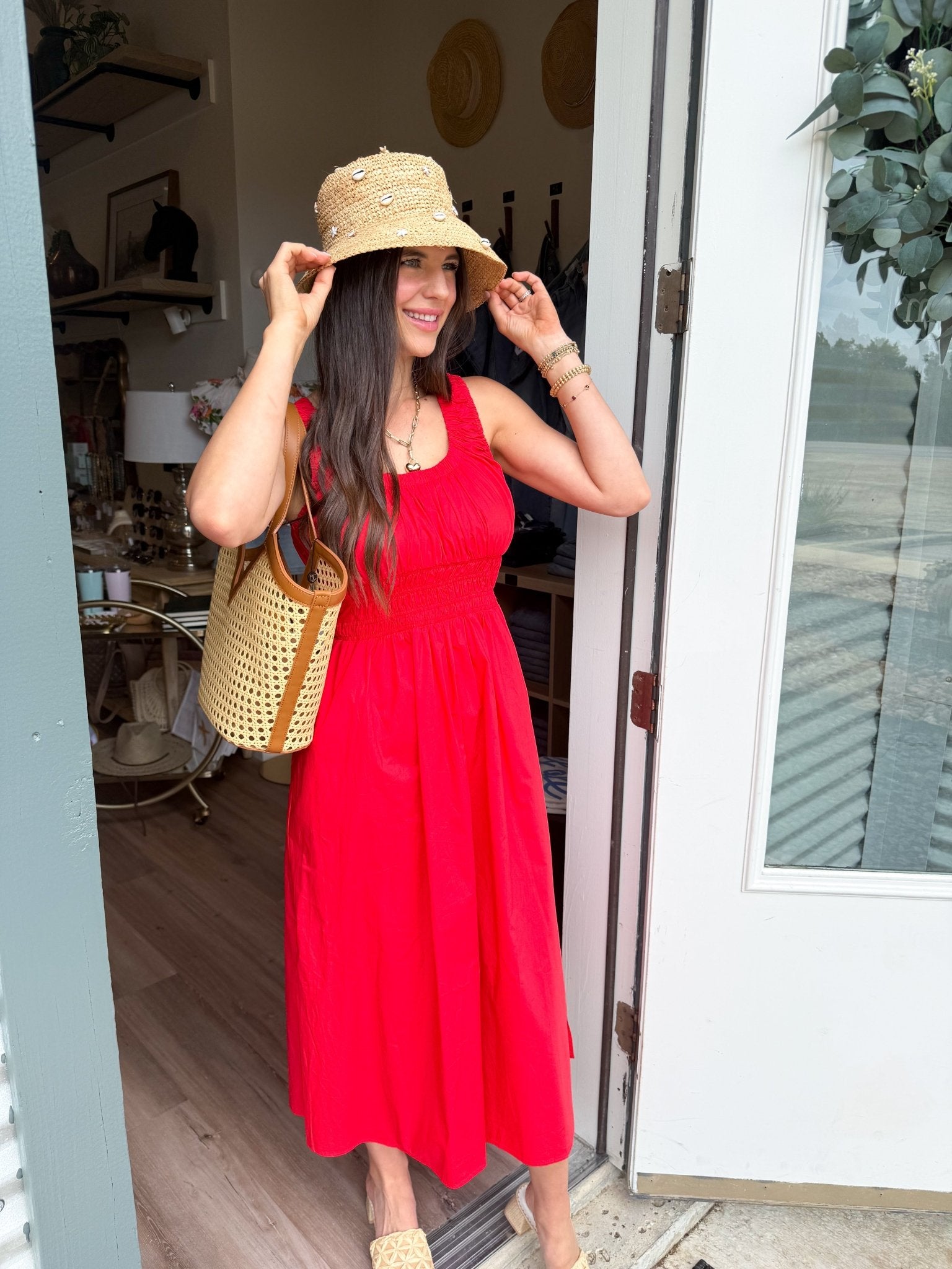 Scarlet Smocked Midi Dress - Elk + Elm
