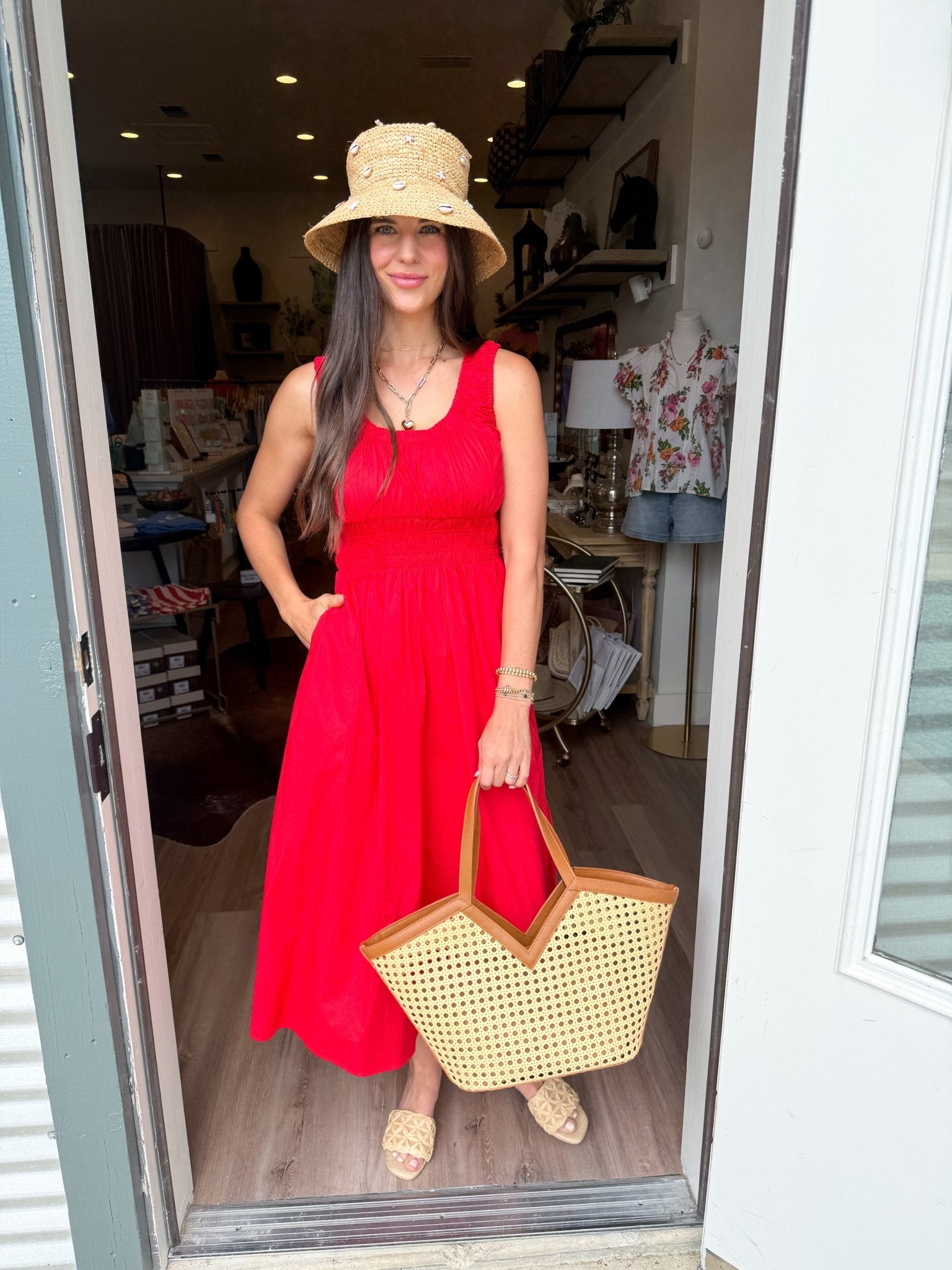 Scarlet Smocked Midi Dress - Elk + Elm