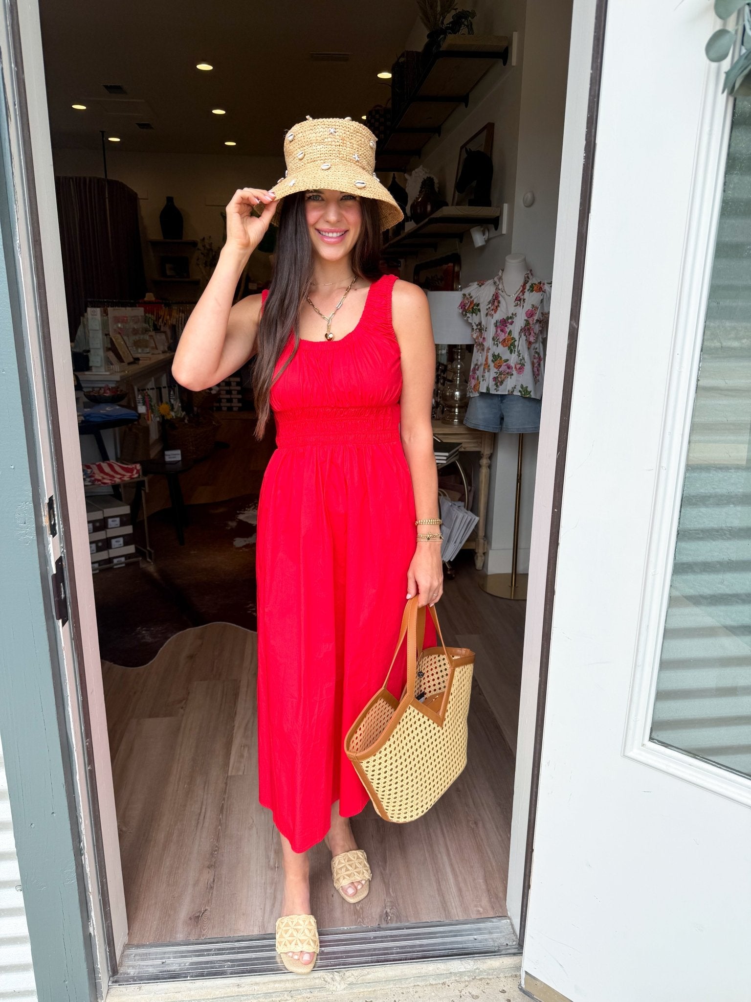 Scarlet Smocked Midi Dress - Elk + Elm