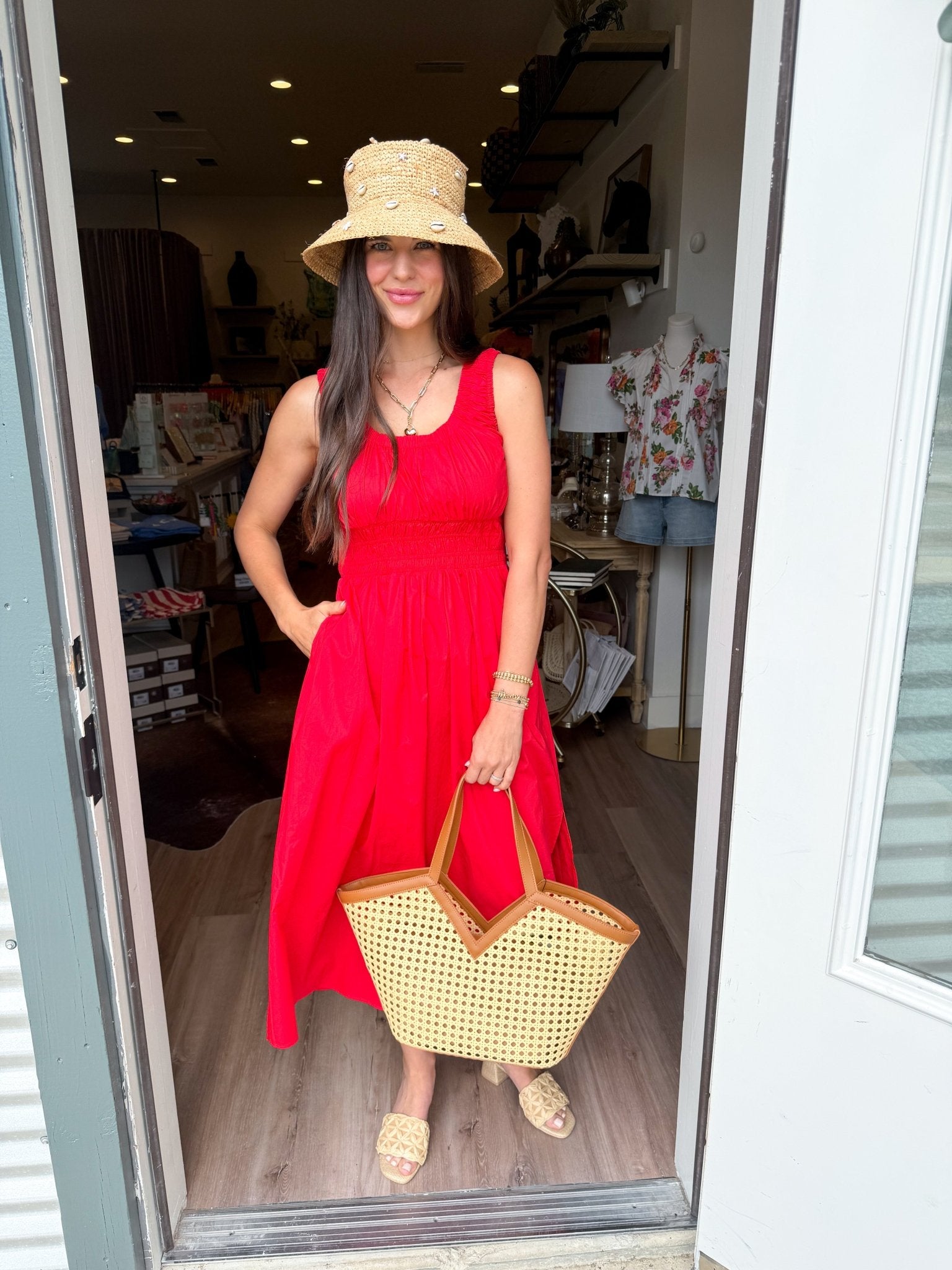 Scarlet Smocked Midi Dress - Elk + Elm