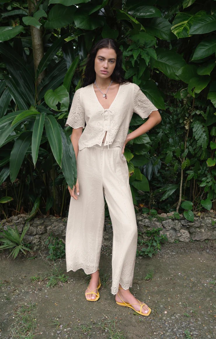 Sea Esta Embroidered Pant - Elk + Elm