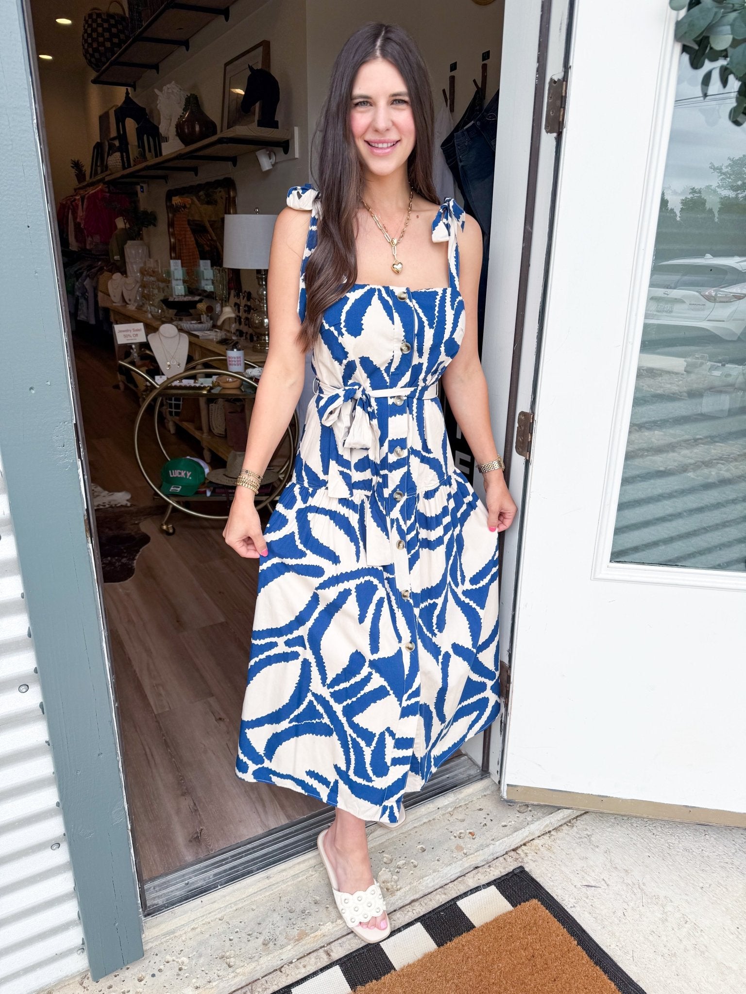 Seaside Tie Strap Midi Dress - Elk + Elm