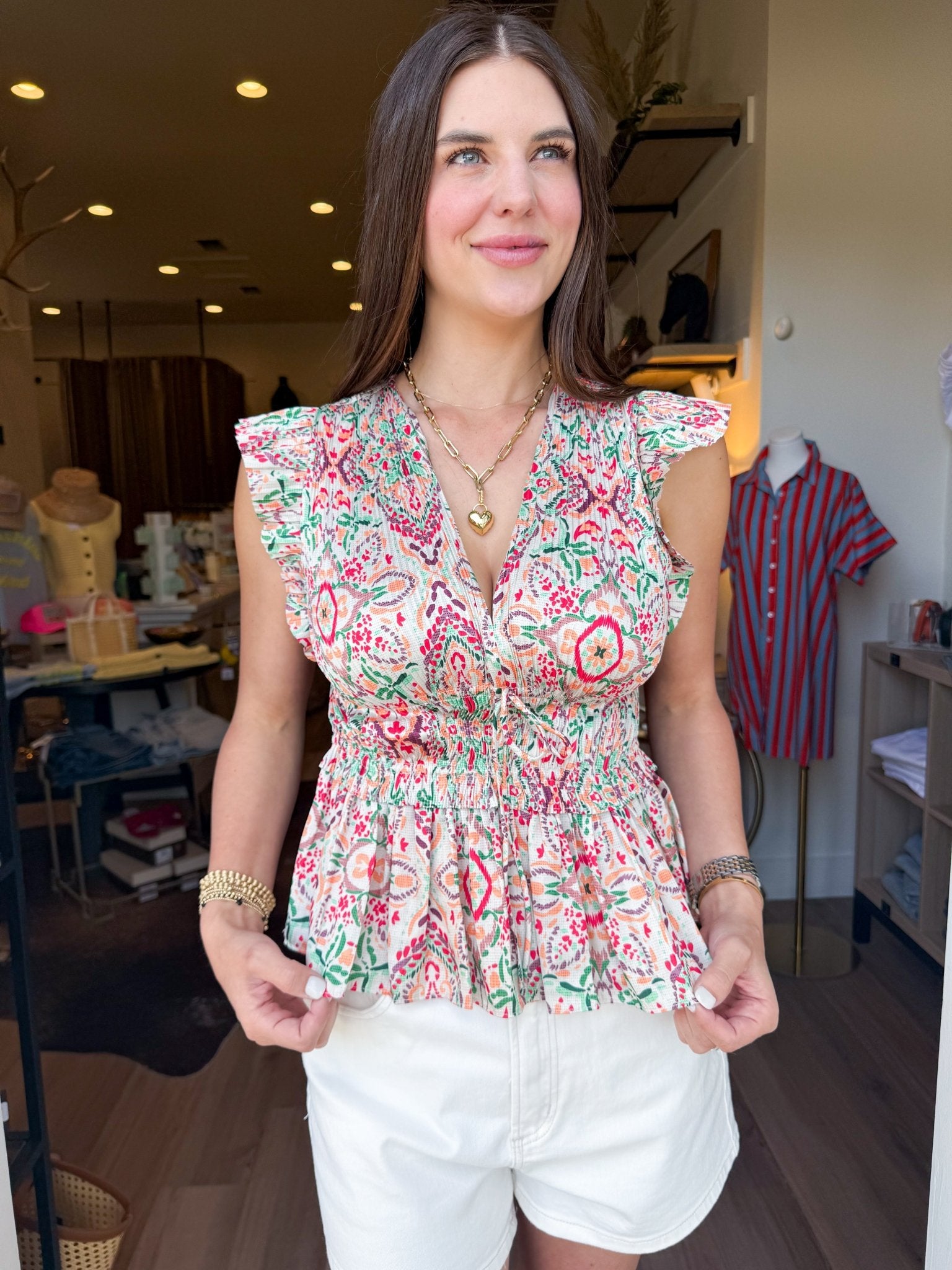Seville Pleated Peplum Blouse - Elk + Elm
