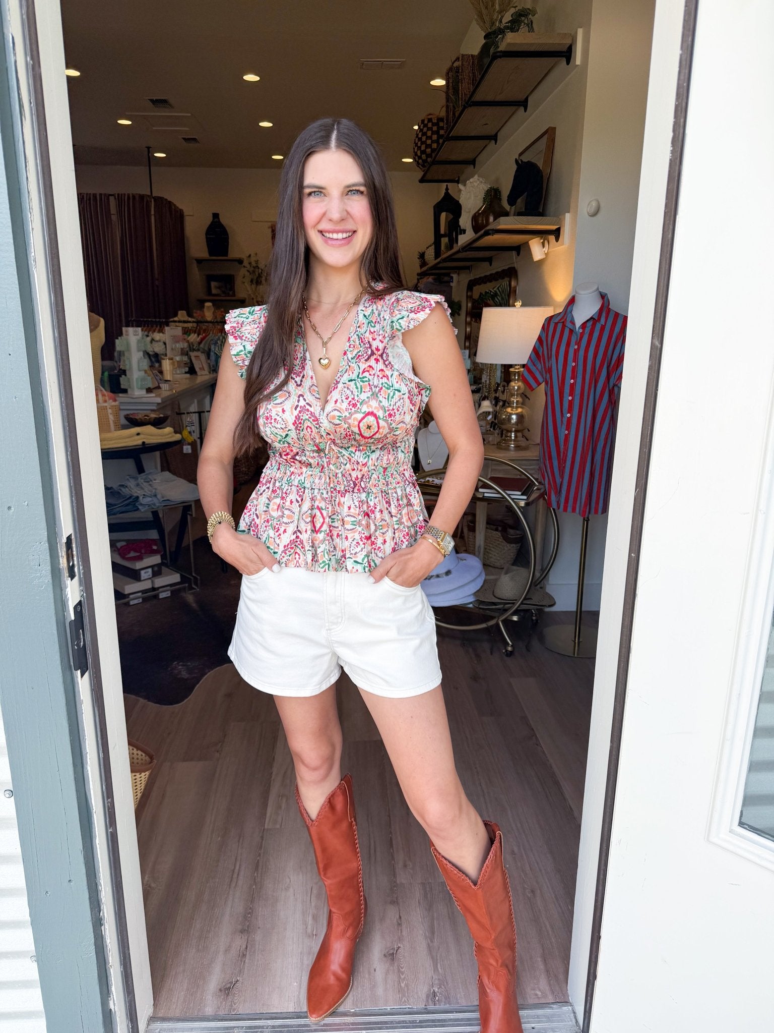 Seville Pleated Peplum Blouse - Elk + Elm