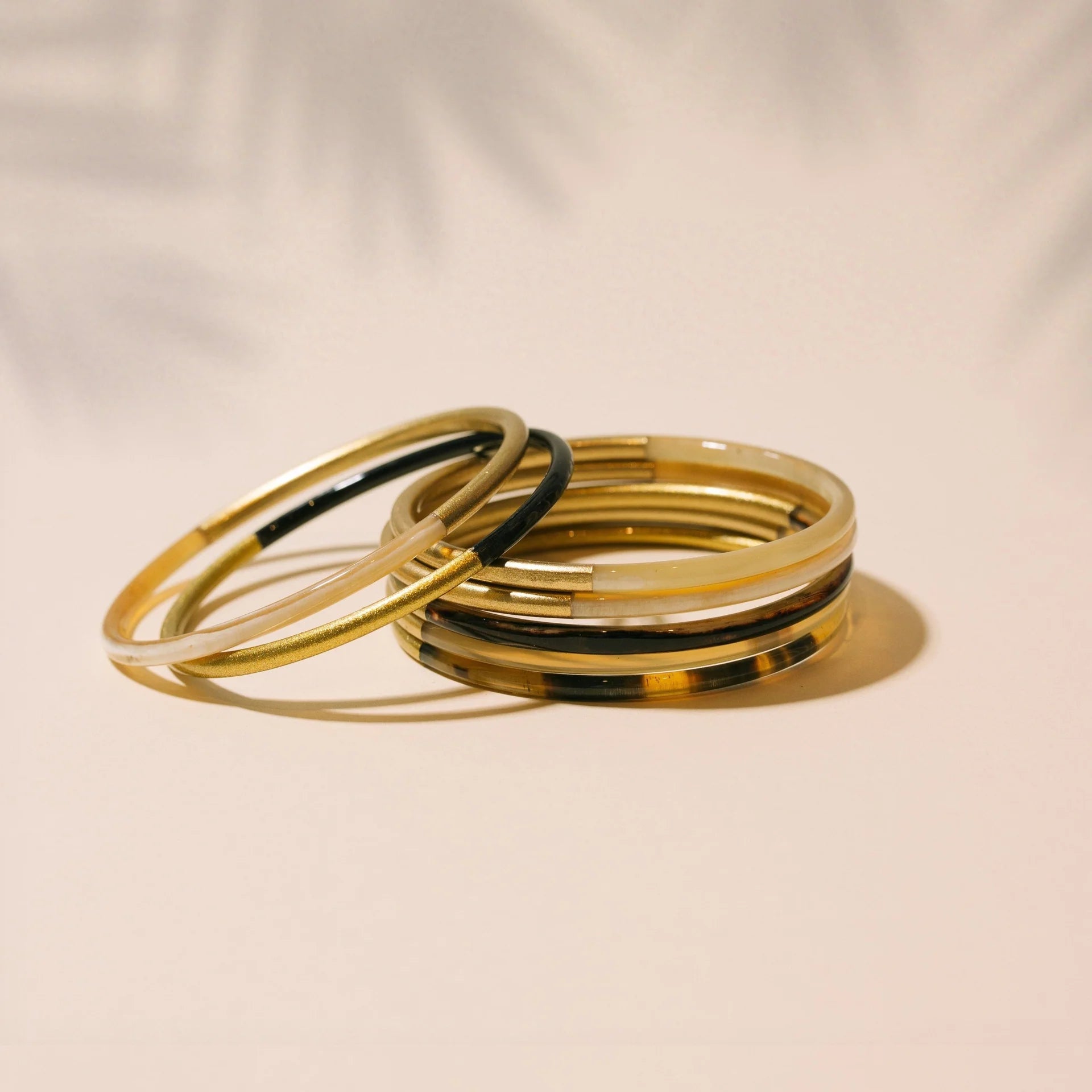 Shiny Gold Horn Bangle Set - Elk + Elm
