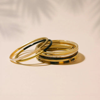 Shiny Gold Horn Bangle Set - Elk + Elm