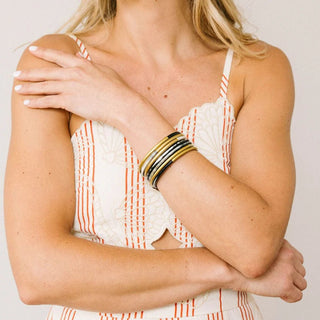 Shiny Gold Horn Bangle Set - Elk + Elm