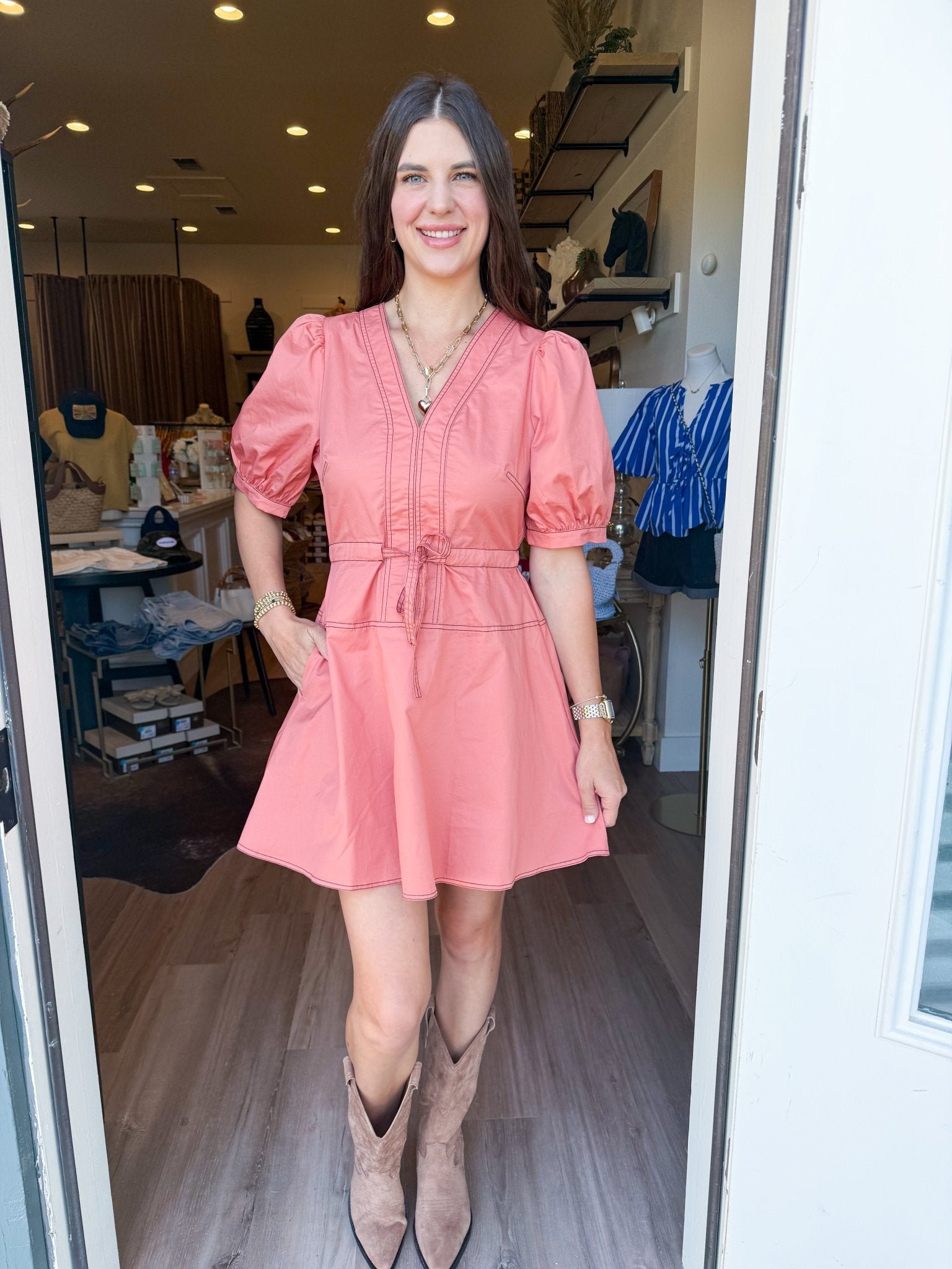 Sienna Stitch Mini Dress - Elk + Elm