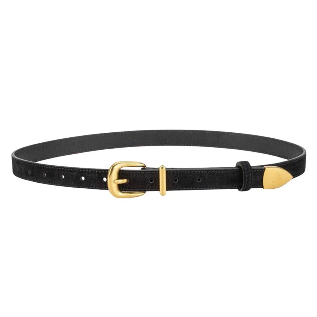 Sleek Sueded Belt - Black - Elk + Elm