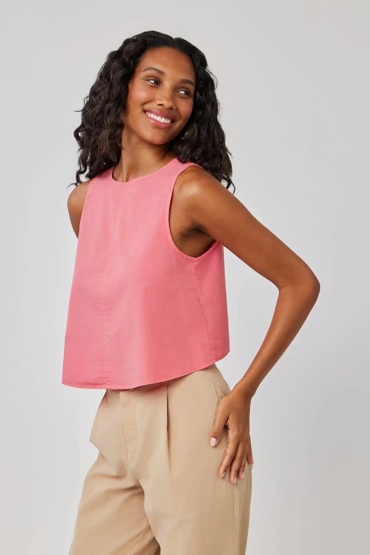 Sleeveless Button Back Top - Hibiscus Pink - Elk + Elm
