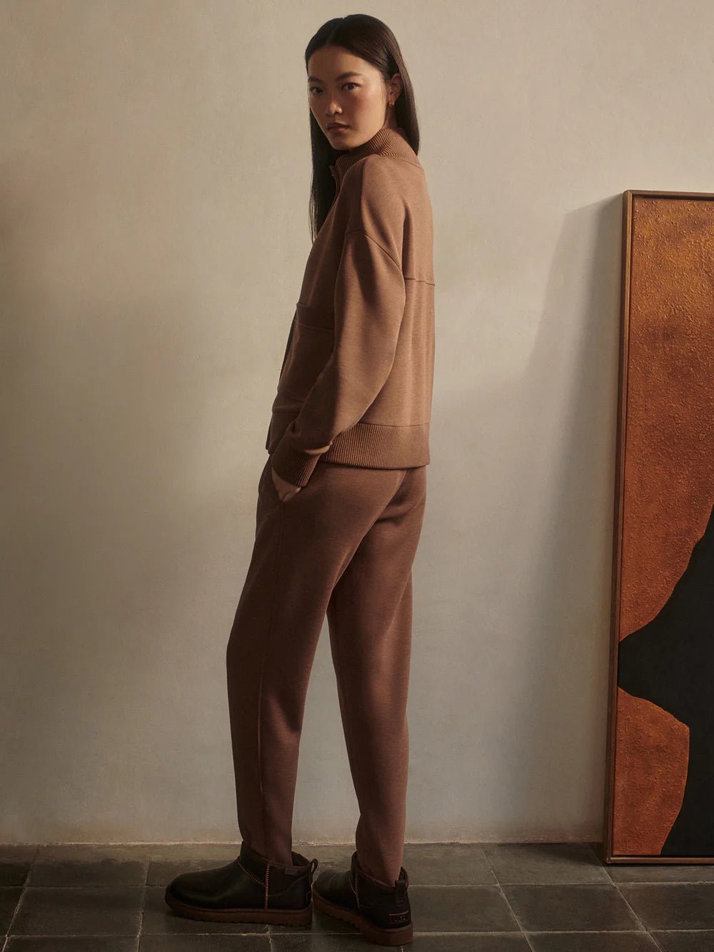 Slim Zip Hem Pant - Golden Bronze Marl - Elk + Elm