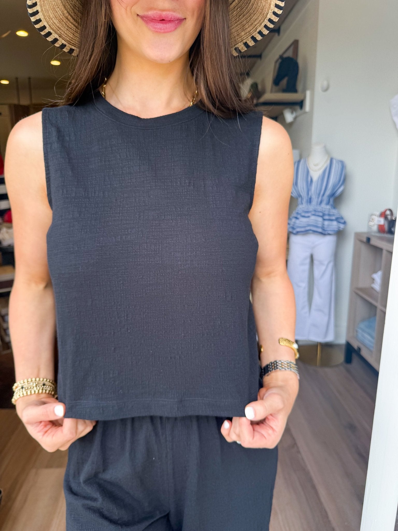 Sloane Textured Top - Elk + Elm