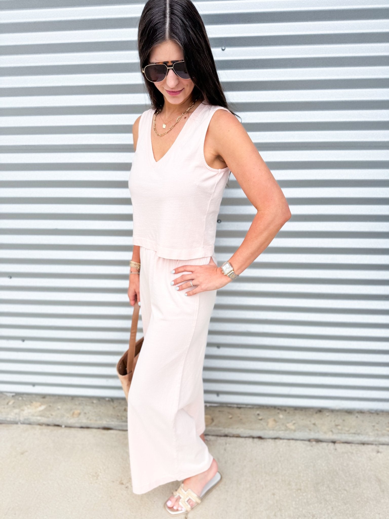 Sloane V - Neck Top - Bellini - Elk + Elm