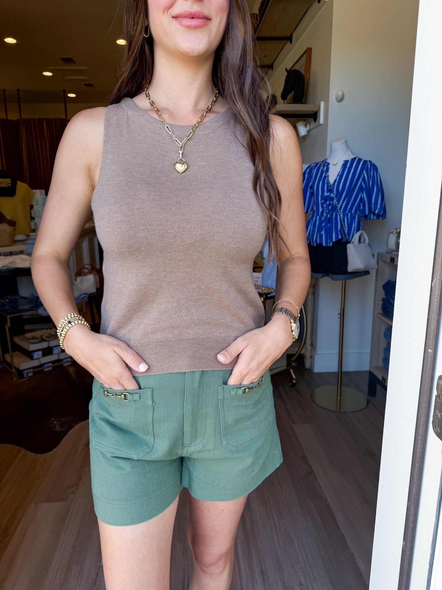 Soft Breeze Boatneck Tank - Almond - Elk + Elm