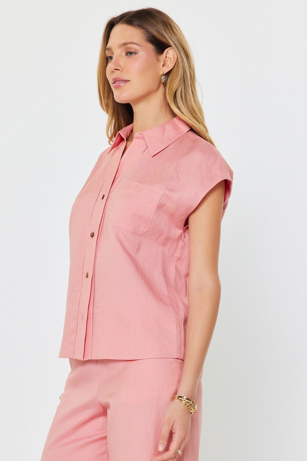 Sorbet Linen Button Up - Elk + Elm