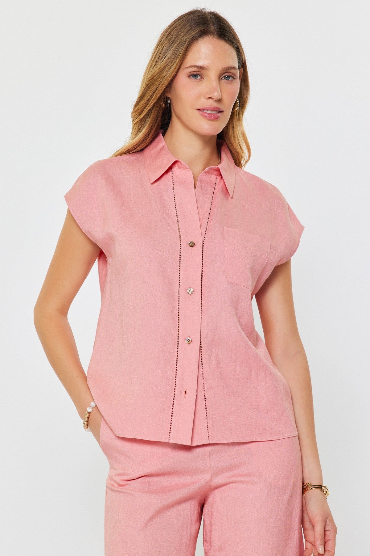 Sorbet Linen Button Up - Elk + Elm