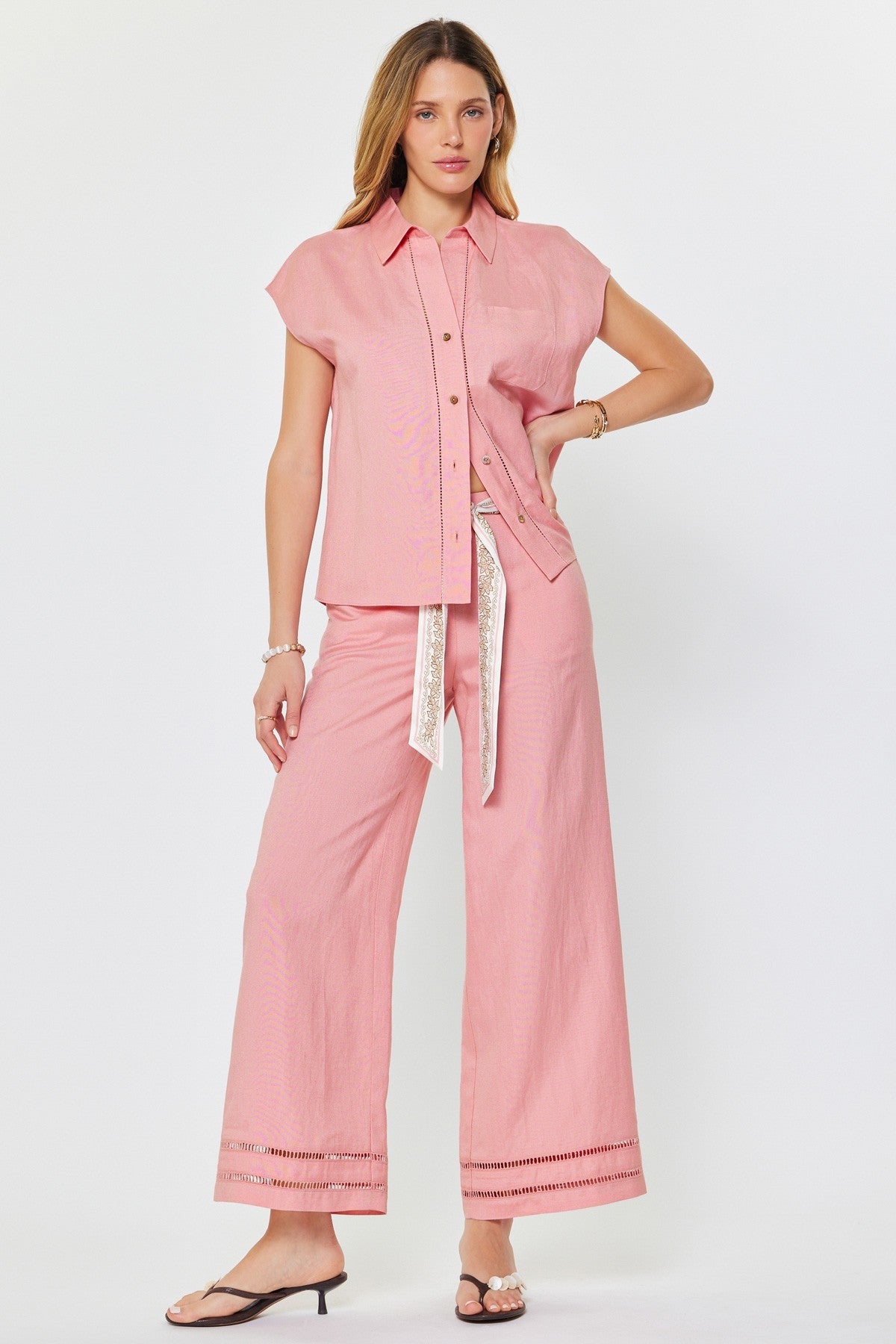 Sorbet Linen Button Up - Elk + Elm