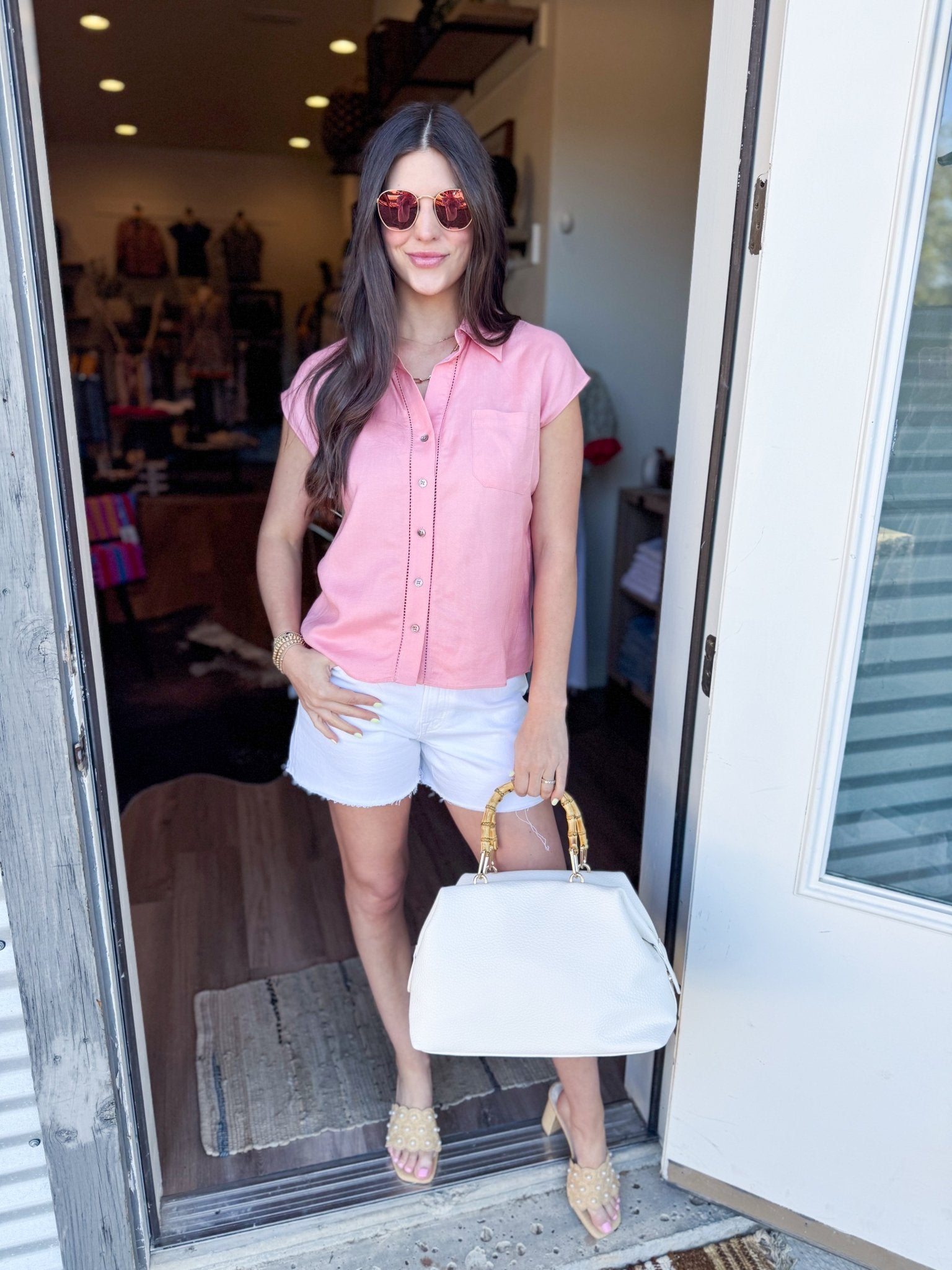 Sorbet Linen Button Up - Elk + Elm