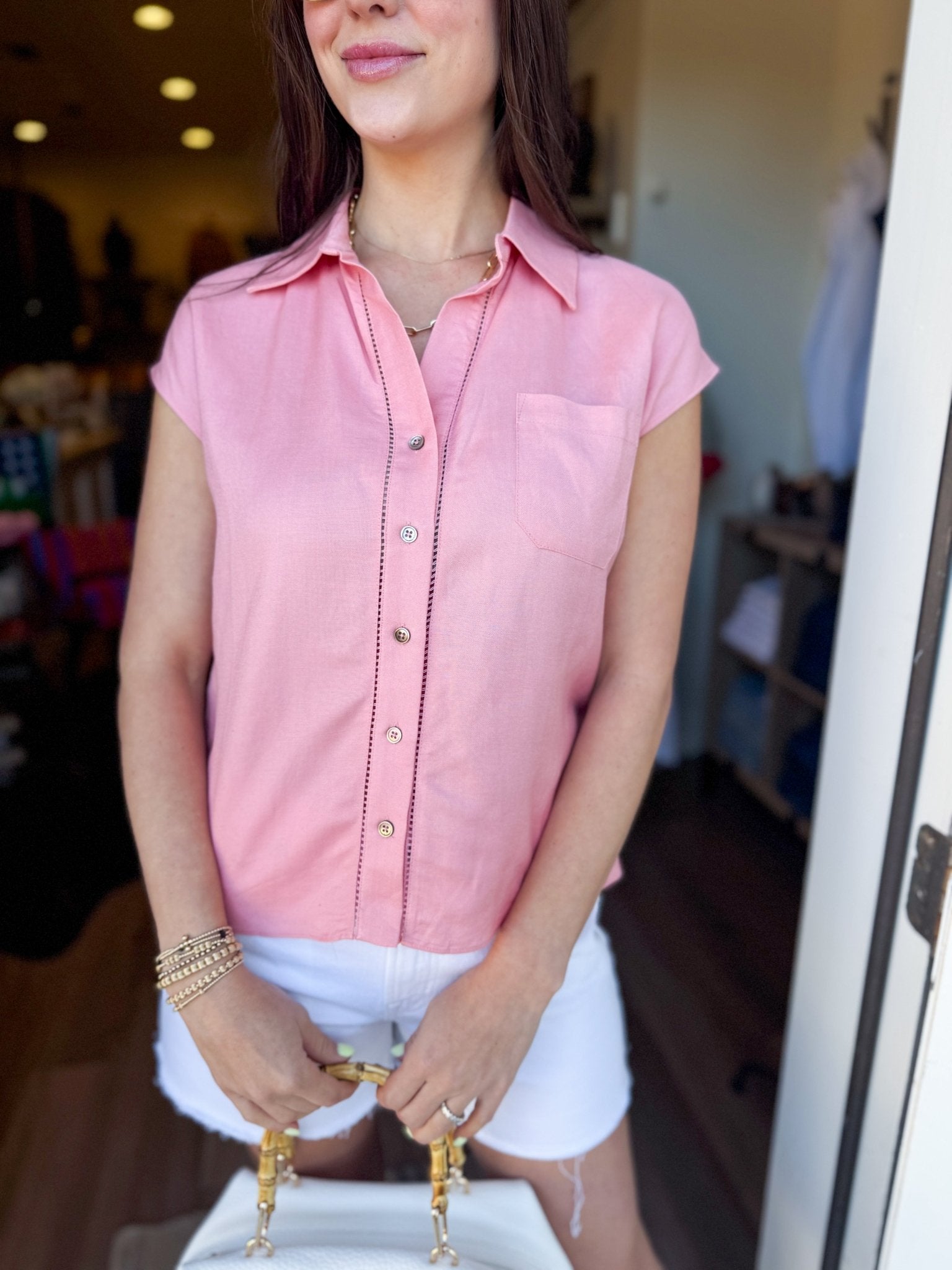 Sorbet Linen Button Up - Elk + Elm