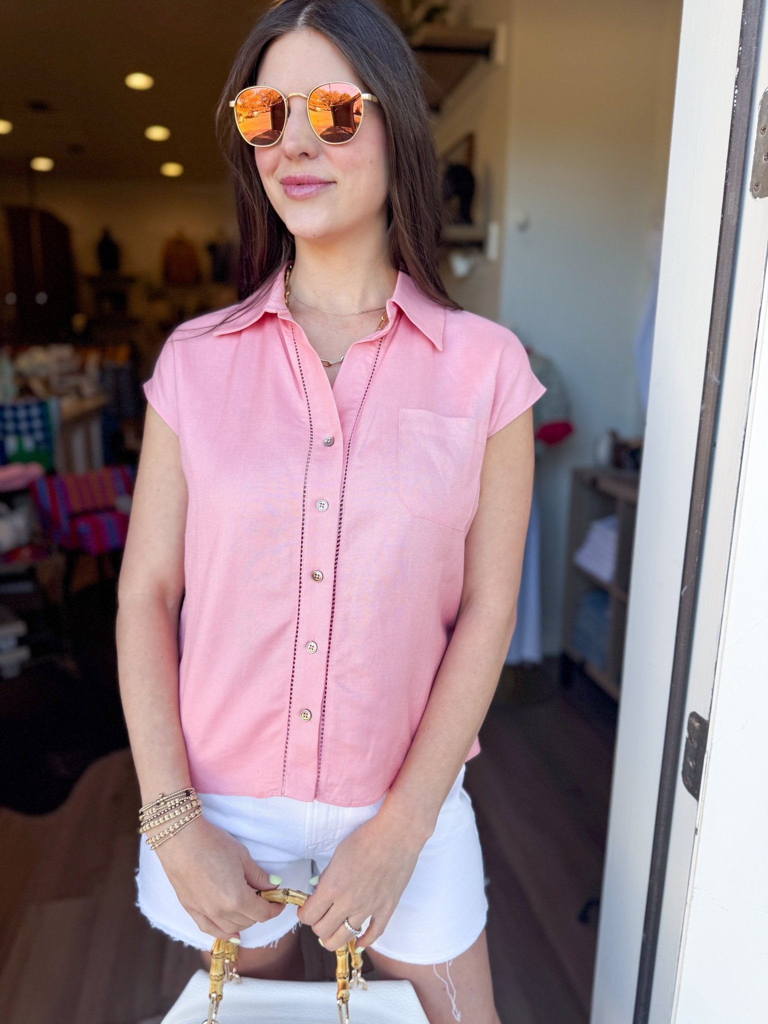Sorbet Linen Button Up - Elk + Elm