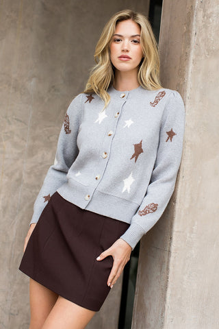 Star And Boots Knit Cardigan