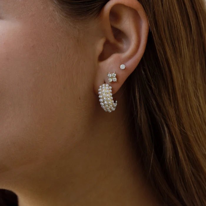 Studded Pearl Hoop - Elk + Elm