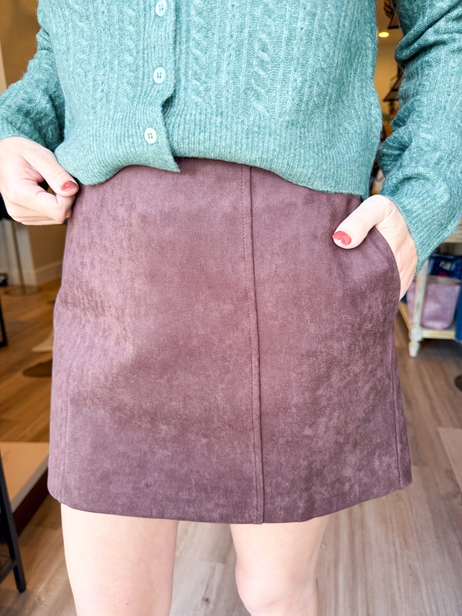 Suede Season Mini Skort - Elk + Elm