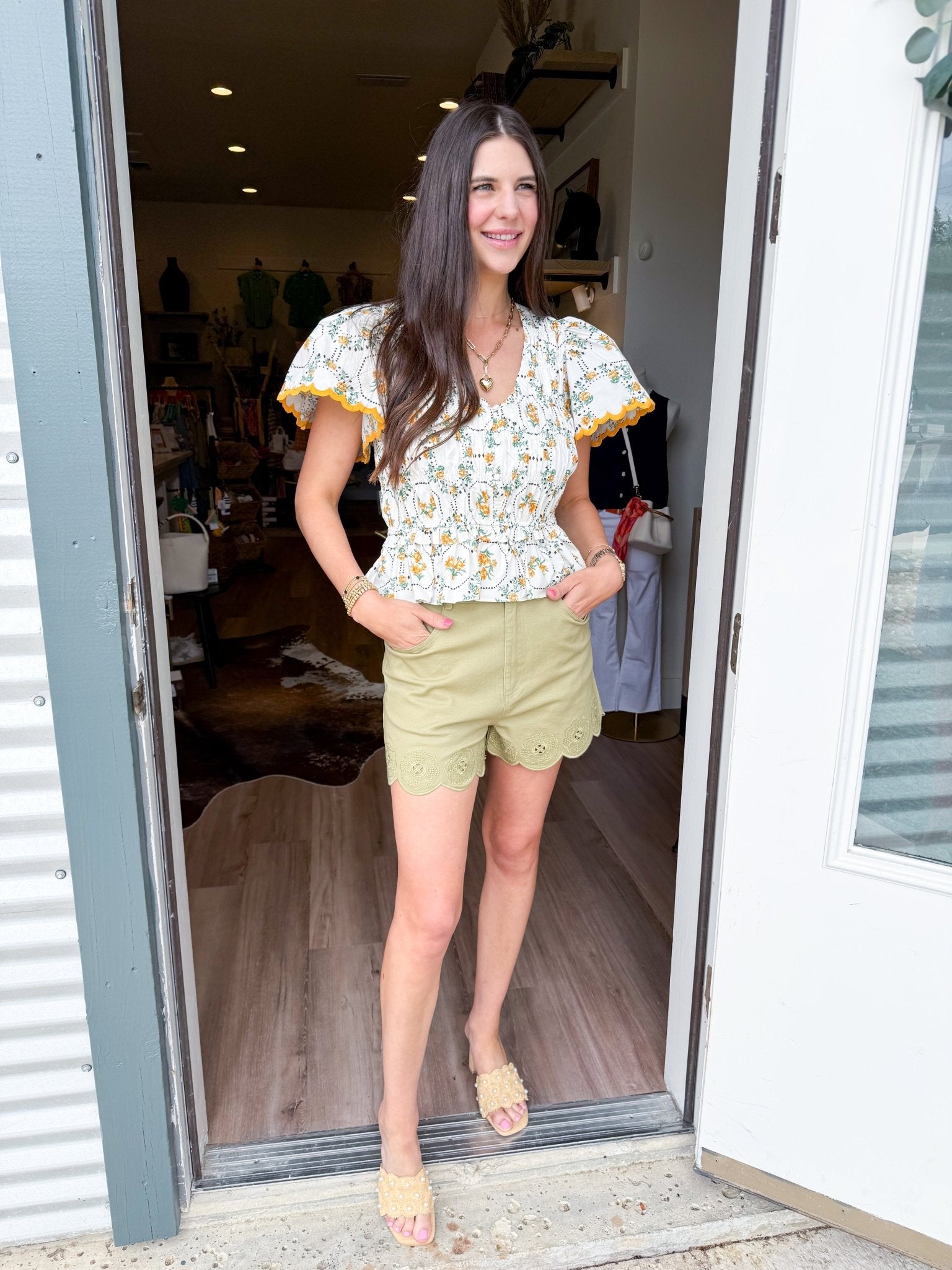 Sunny Floral Peplum Top - Elk + Elm