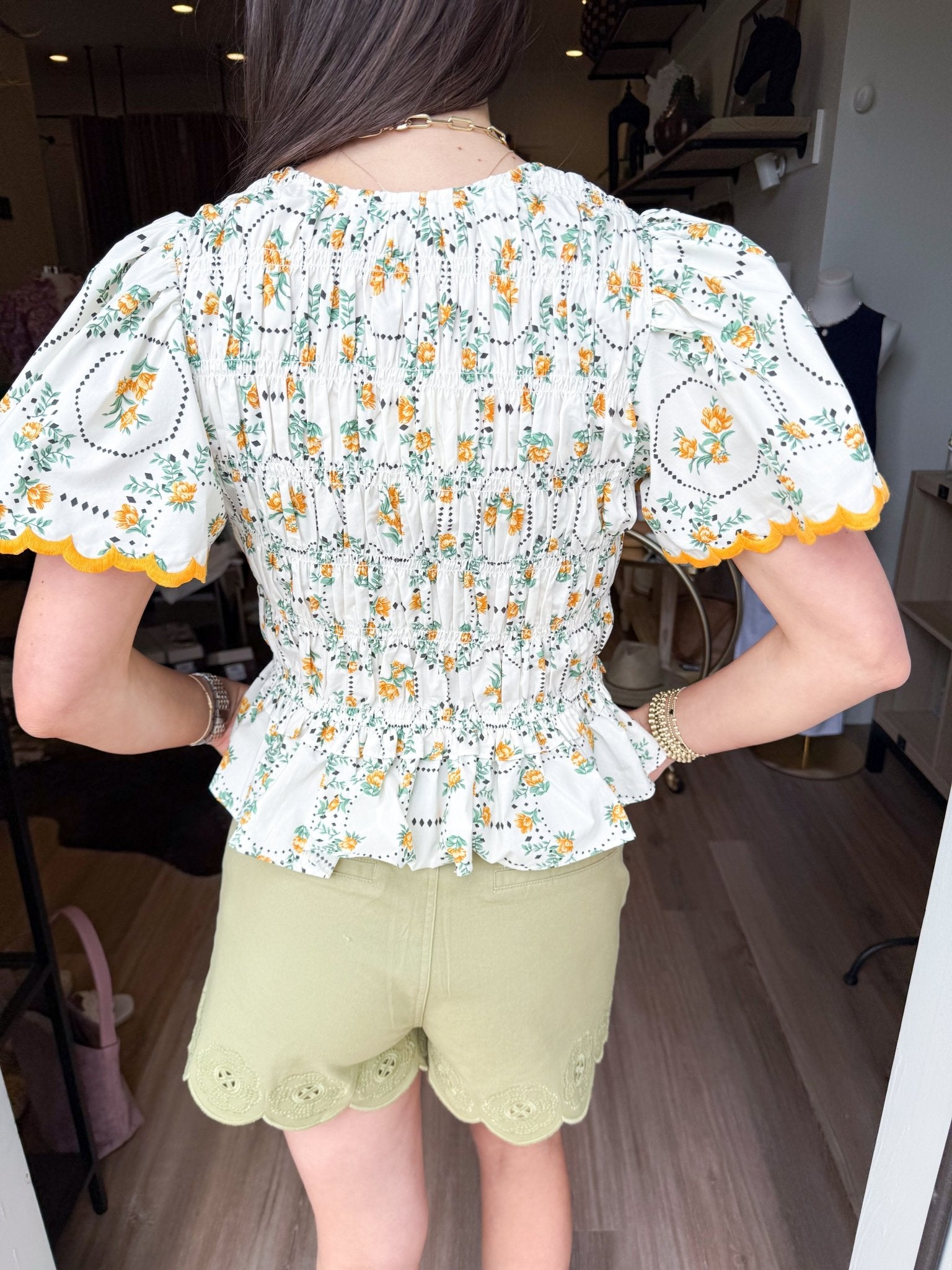 Sunny Floral Peplum Top - Elk + Elm
