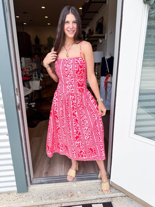 Sunset Smocked Midi Dress - Elk + Elm