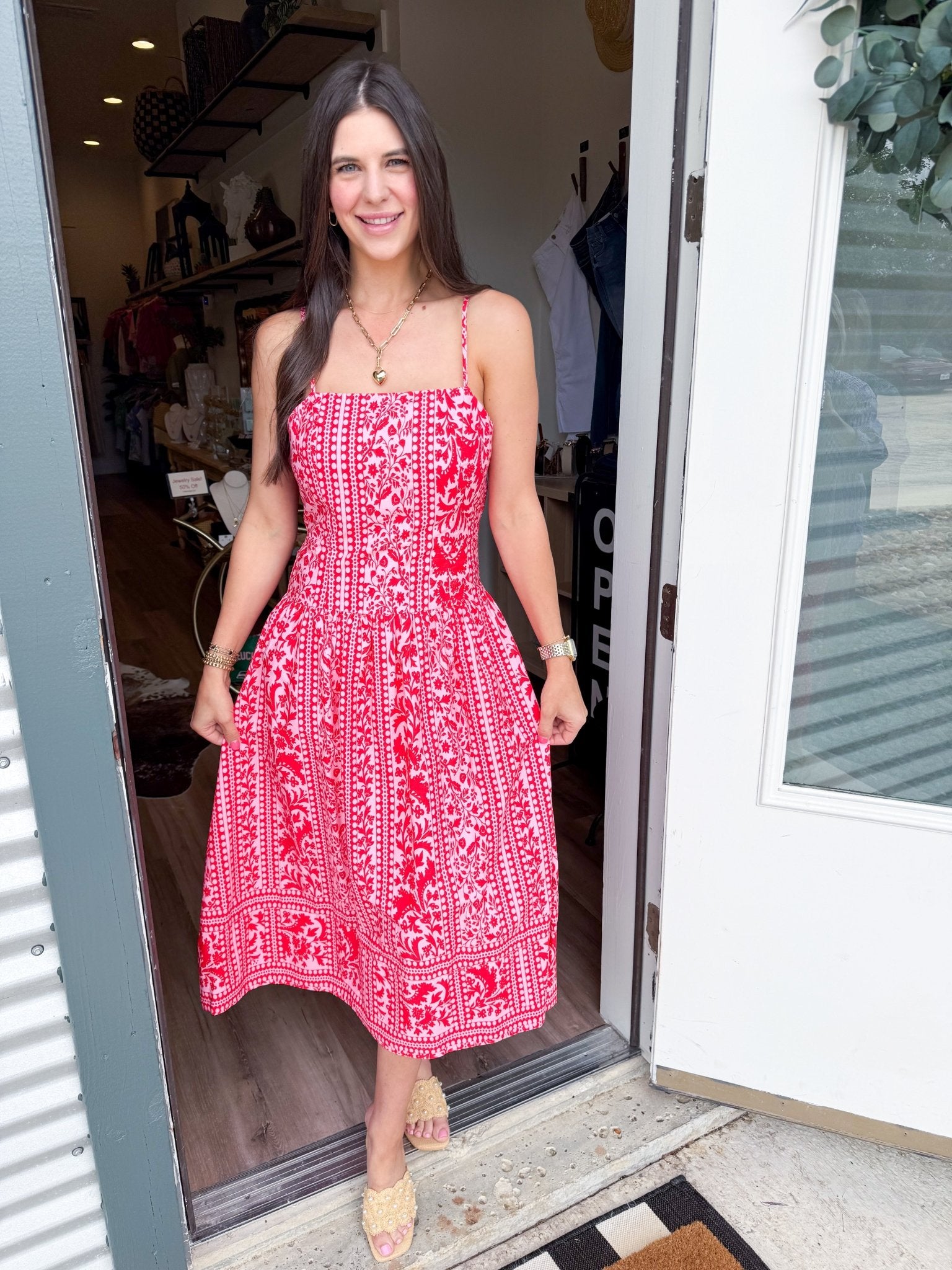 Sunset Smocked Midi Dress - Elk + Elm