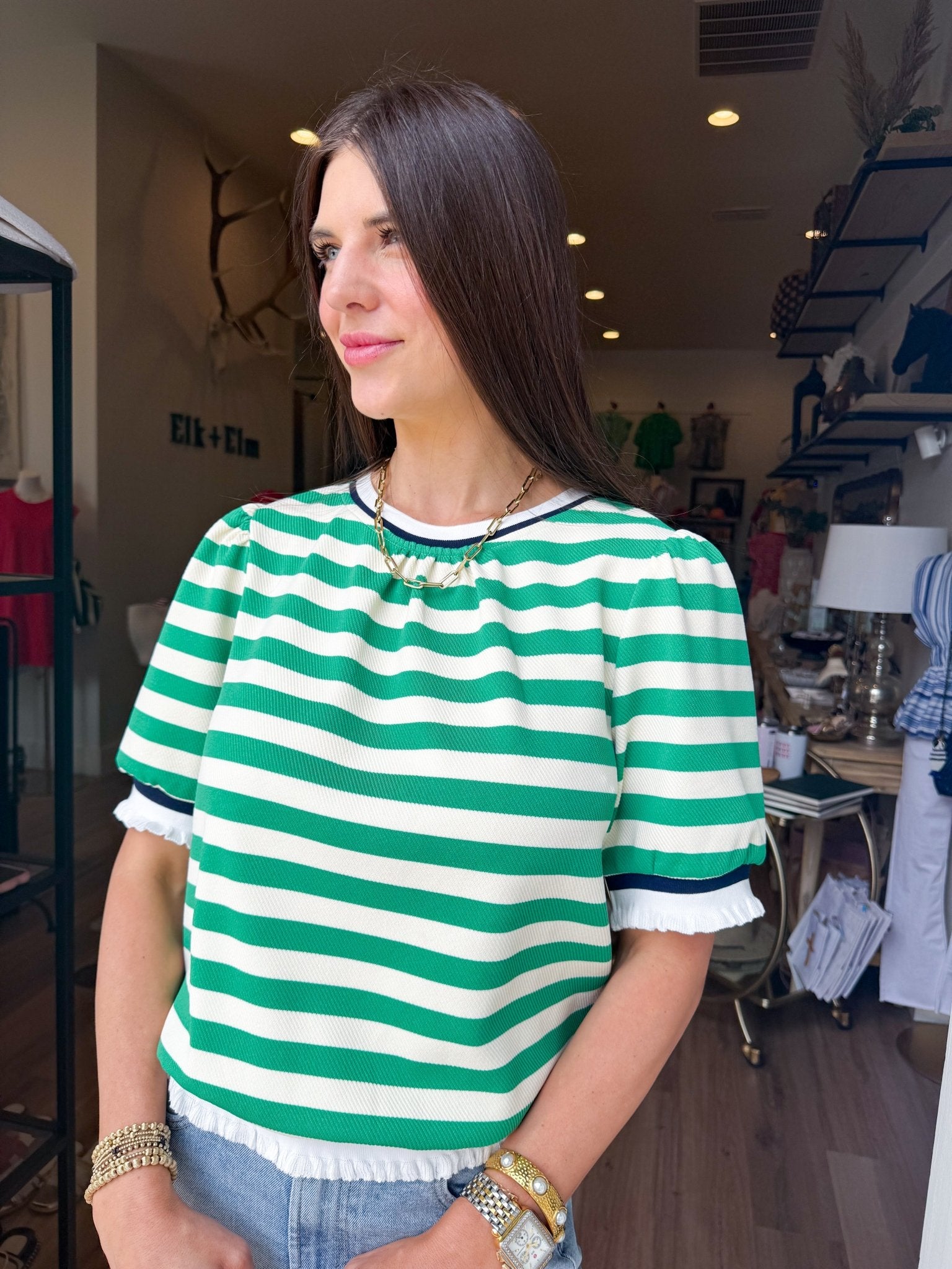 Sutton Striped Top - Elk + Elm