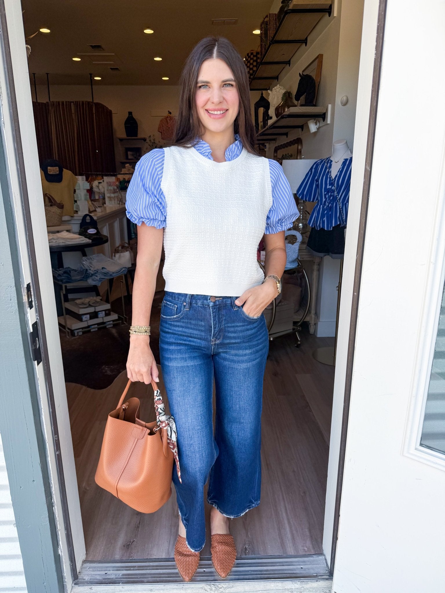 Sweater Knit Puff Sleeve Top - Elk + Elm