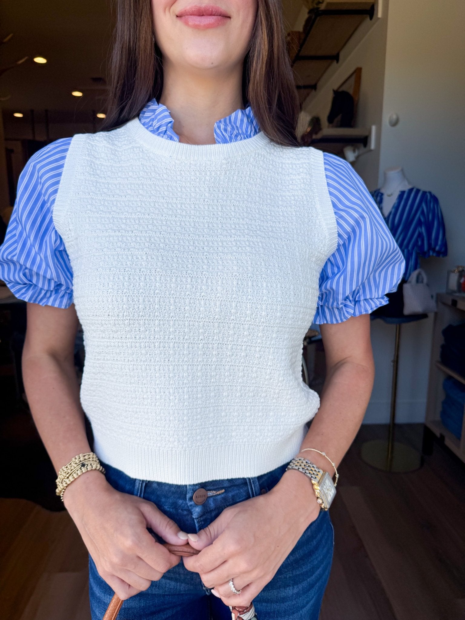 Sweater Knit Puff Sleeve Top - Elk + Elm