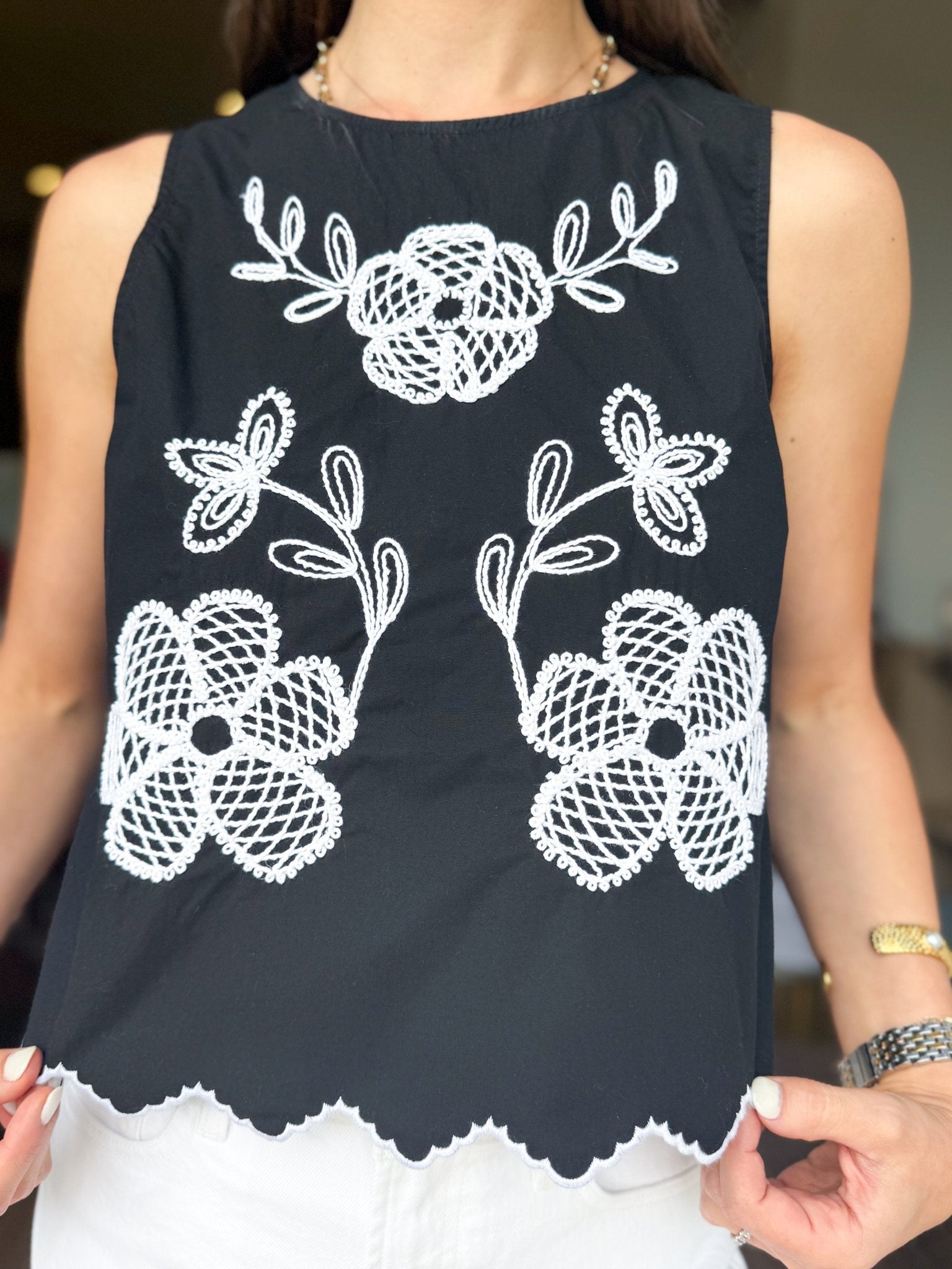 Sweet Bloom Embroidered Tank - Elk + Elm