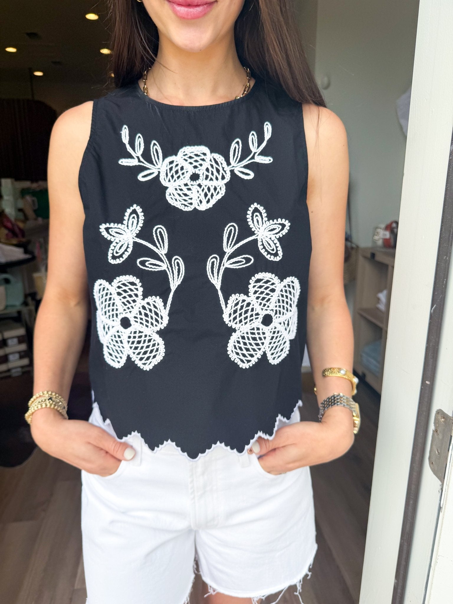 Sweet Bloom Embroidered Tank - Elk + Elm