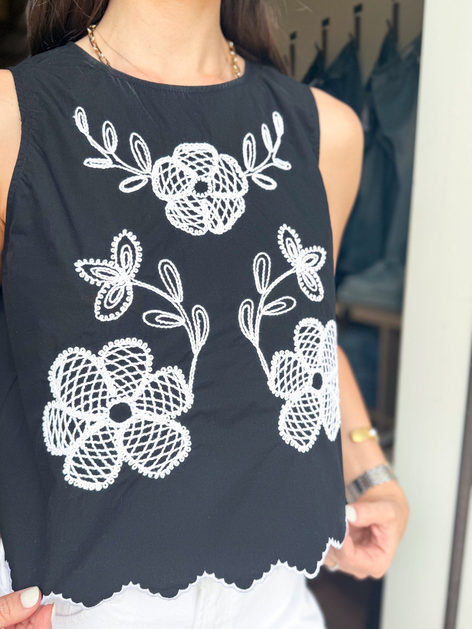 Sweet Bloom Embroidered Tank - Elk + Elm